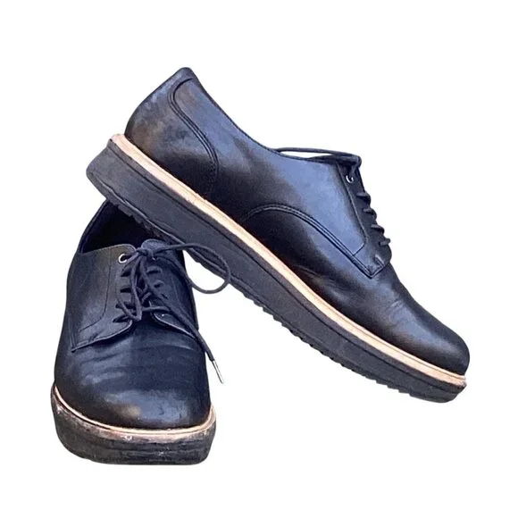 Clarks Women’s Black Leather Oxford Wedge Comfort Lace-Up Shoes Size 9M - Picture 1 of 8